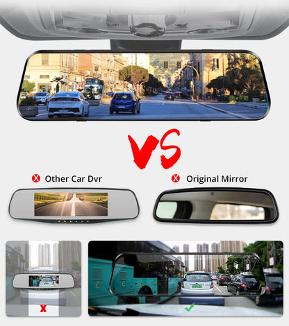 E-ACE 10'' 4G Android Dash Cam – FHD 1080P Dual Lens Rearview Mirror DVR with ADAS & Streaming
