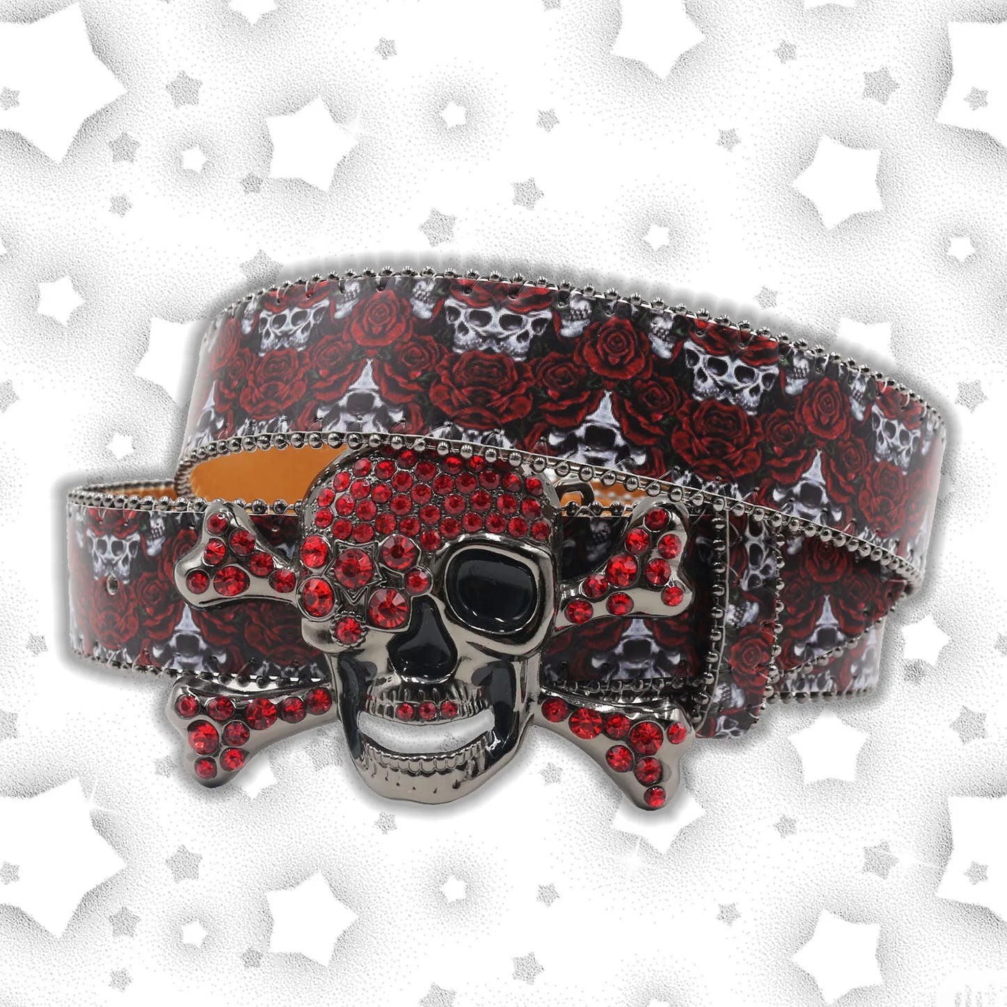 Nice Brand Three Skull Rhinestone Belt – Western Punk Hip-Hop Style for Men & Women