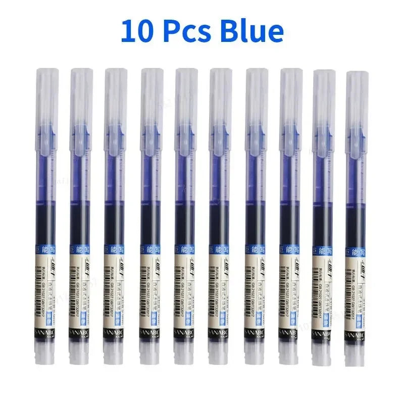 10pcs Needle Tip Gel Pens - High Quality Liquid Ink Ballpoint Pens for School Office Writing & Kawaii Stationery