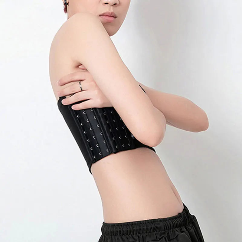 Women’s Chest Binder Crop Top – Flat Breast Binder Bra, Tomboy Body Shaper with Buckle