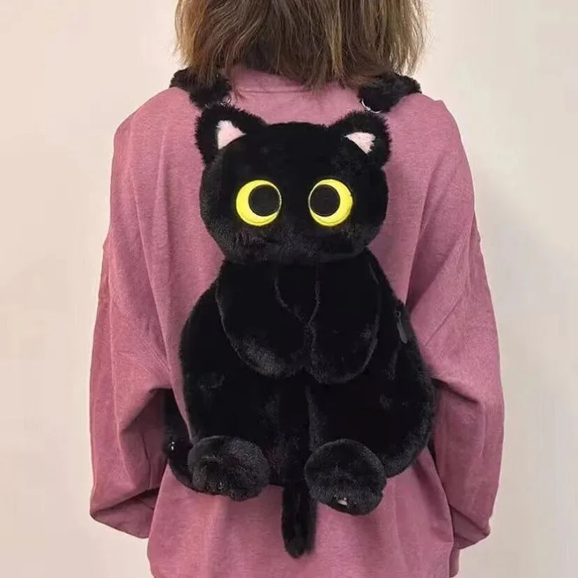 40cm Kawaii Big Eyes Cat Plush Toy Backpack – Cute, Large-Capacity Stuffed Animal Bag for Boys, Girls, & Women