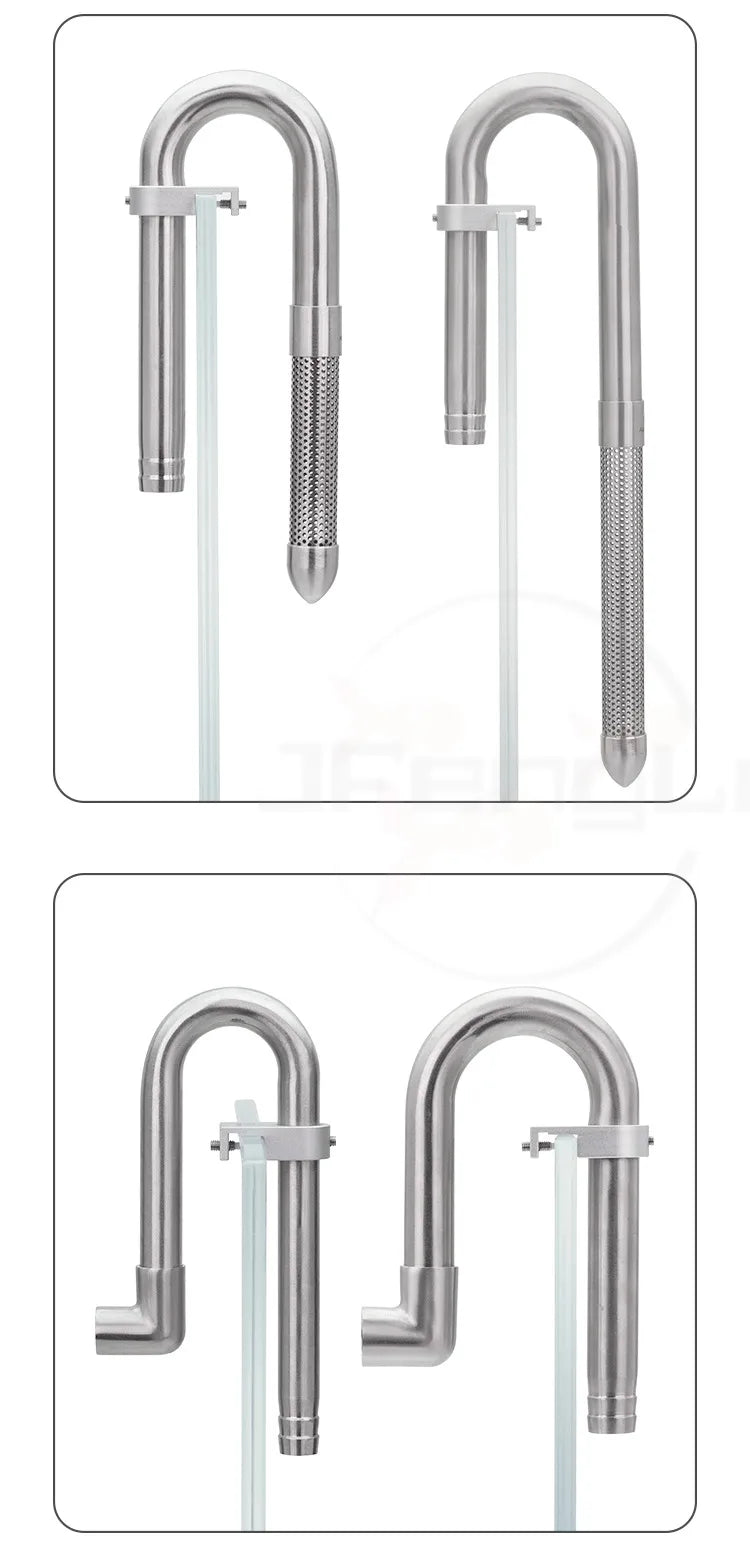 AQUAPRO Mini Stainless Steel Skimmer – Inlet & Outlet Pipes for Aquarium Fish Tanks, Filtro Accessories