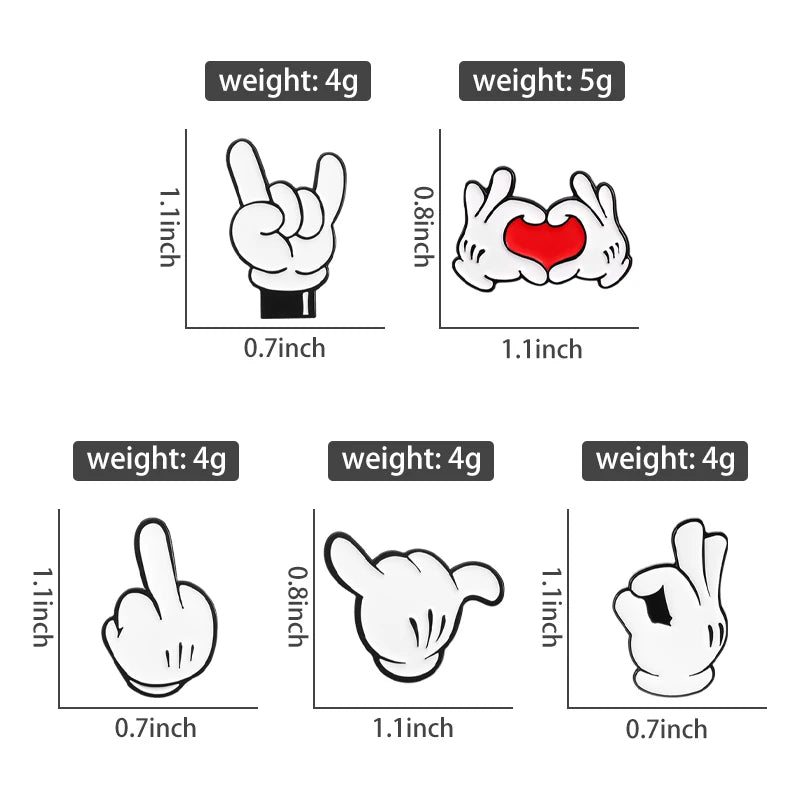 Love You Hand Gesture Enamel Pin – Cartoon Metal Brooch for Backpacks, Lapels & Gifts