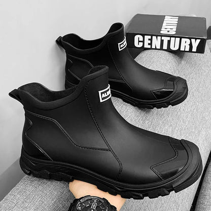 Men’s Waterproof Rain Shoes – Thickened Warm Rubber Short Boots for Work, Fishing & Kitchen Use