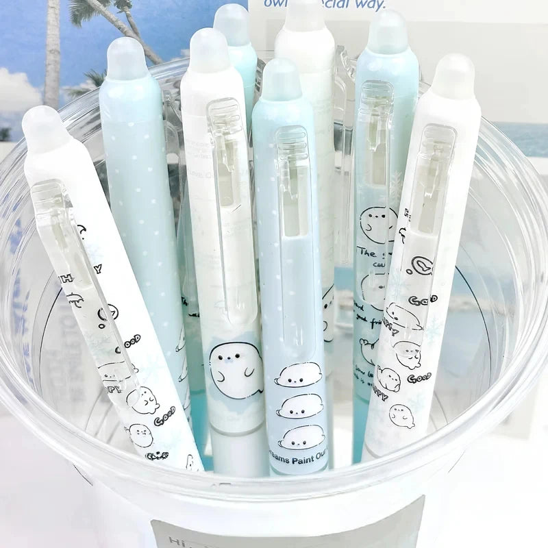 4-Pack Erasable Gel Pens - Blue and Black Ink Friction Pens with Side-Button Design for Kids, School and Studying