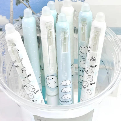 4-Pack Erasable Gel Pens - Blue and Black Ink Friction Pens with Side-Button Design for Kids, School and Studying