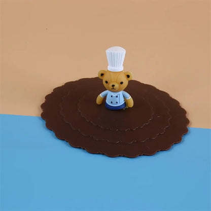 Cartoon 10cm Cute Silicone Cup Cover - Heat-Resistant, Leak-Proof, Dustproof Sealed Lid for Tea Cups