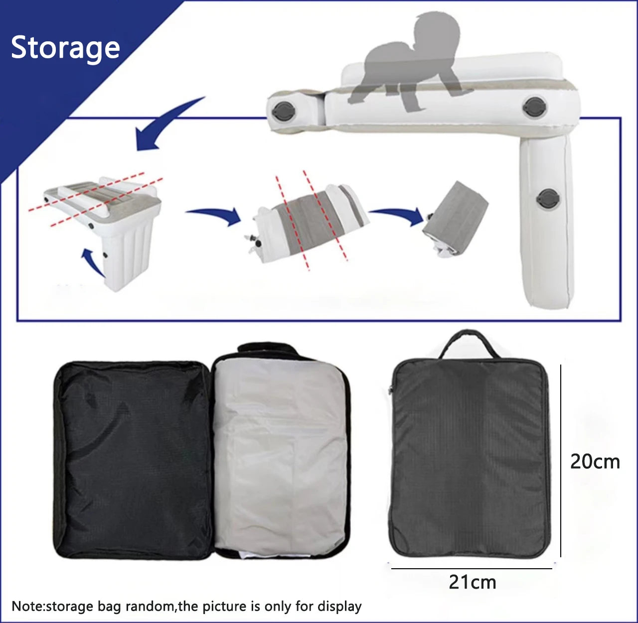 Inflatable Baby Airplane Mattress - Travel Bed for Sleep on High-Speed Railway, Air Cushion for Car Camping Interior Accessory