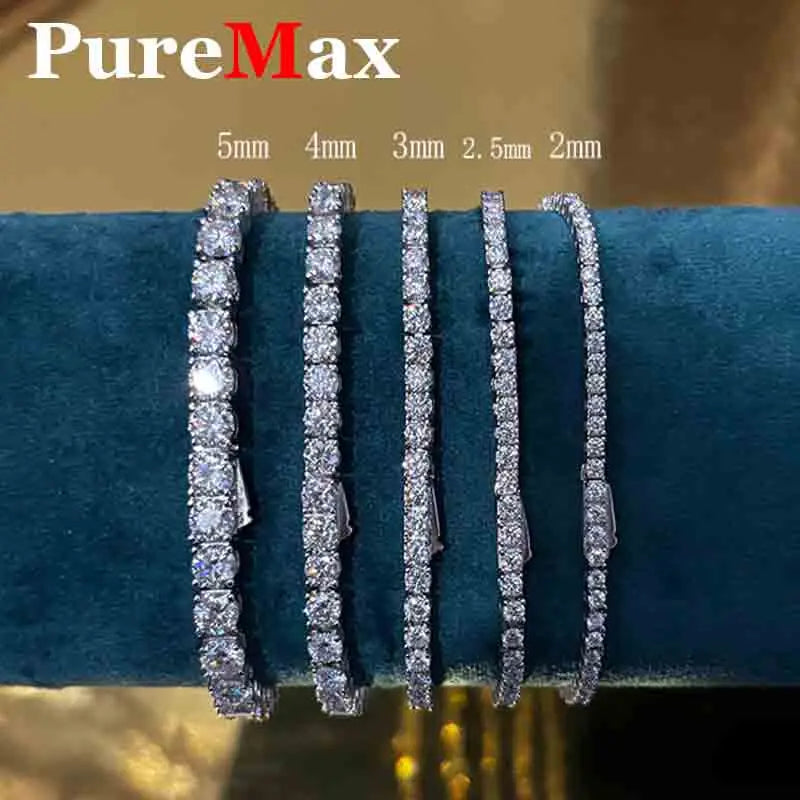 Luxury GRA Certified Moissanite Tennis Bracelet – 925 Sterling Silver Gold Plated Couple Jewelry (2-5mm)
