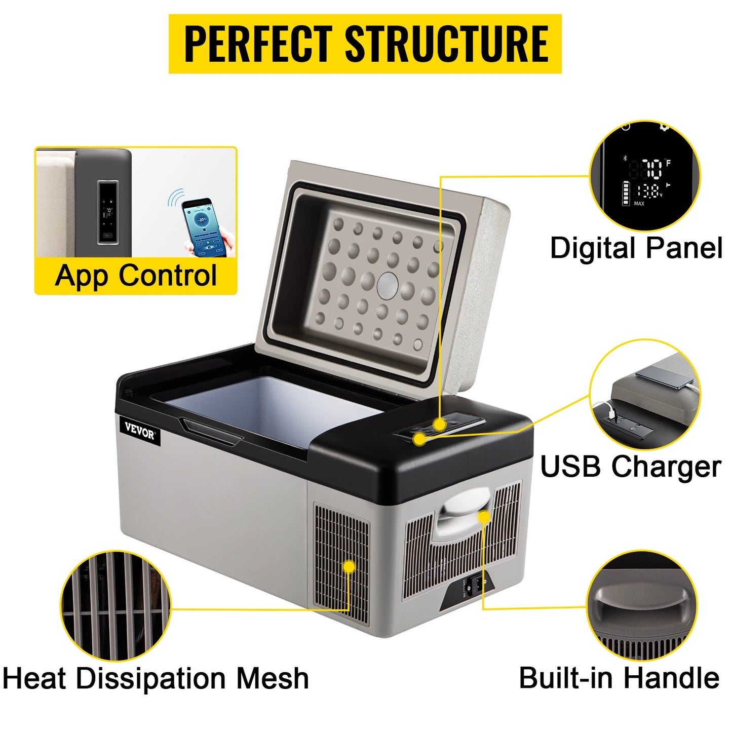 SucceBuy Portable Car Refrigerator Mini Fridge — 20L–55L Compressor Cooler DC 110-240V Ice Box for Camping