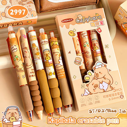 Cute Capybara Gel Pens – Erasable & Refillable Smudge-Free Ink Pens for School, Office, Stationery & Gifts