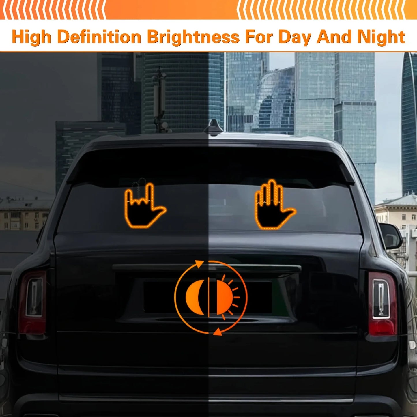 Glogesture Car Hand Light LED Sign – Remote Control Finger Flicker Road Rage Light for Car Window