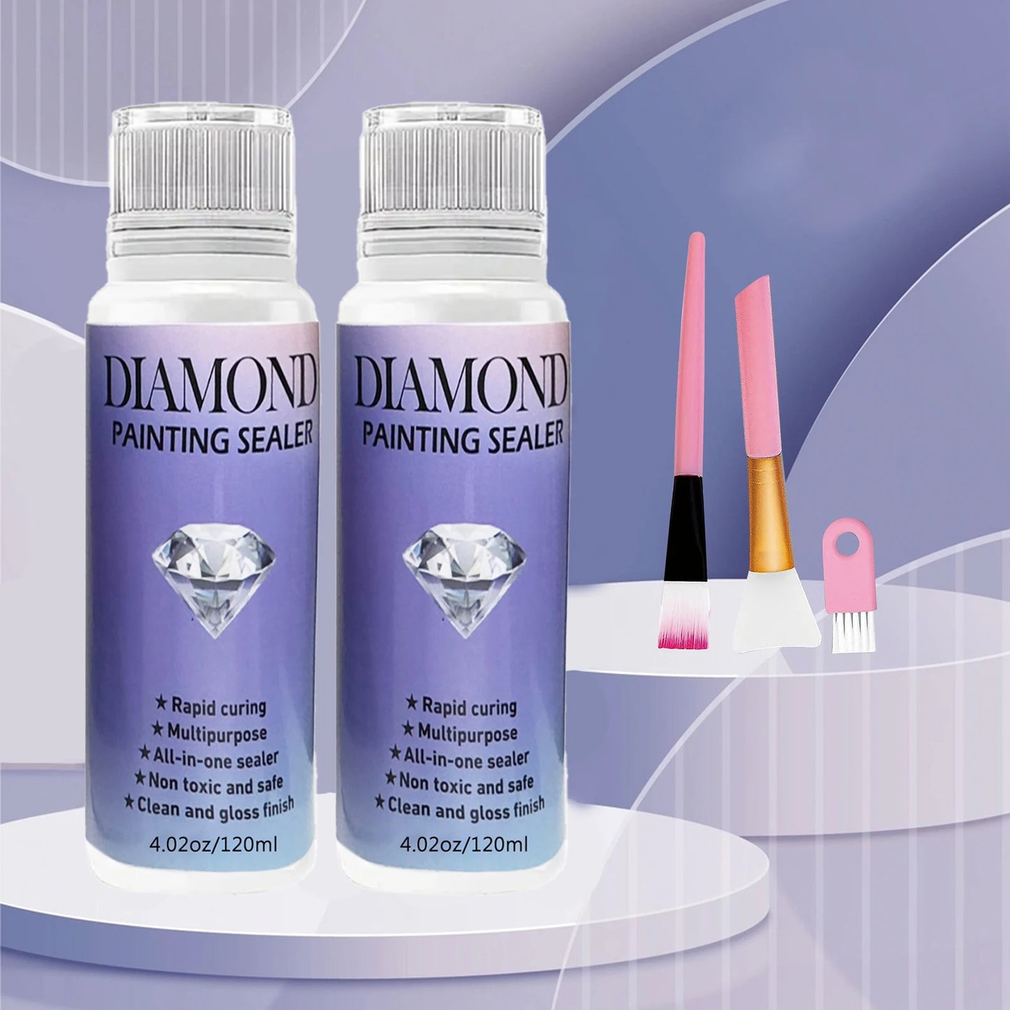 Diamond Painting Sealer Glue with Brushes — 60ML/120ML/200ML Permanent Hold & Shine Puzzle Coating Set