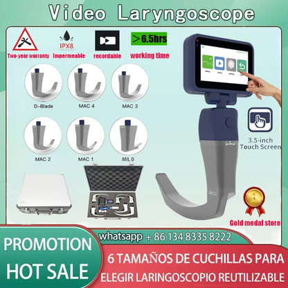 3.5-Inch Touch Screen Video Laryngoscope with Reusable Sterilizable Blades – Digital Laryngoscope, Mexico Warehouse Delivery
