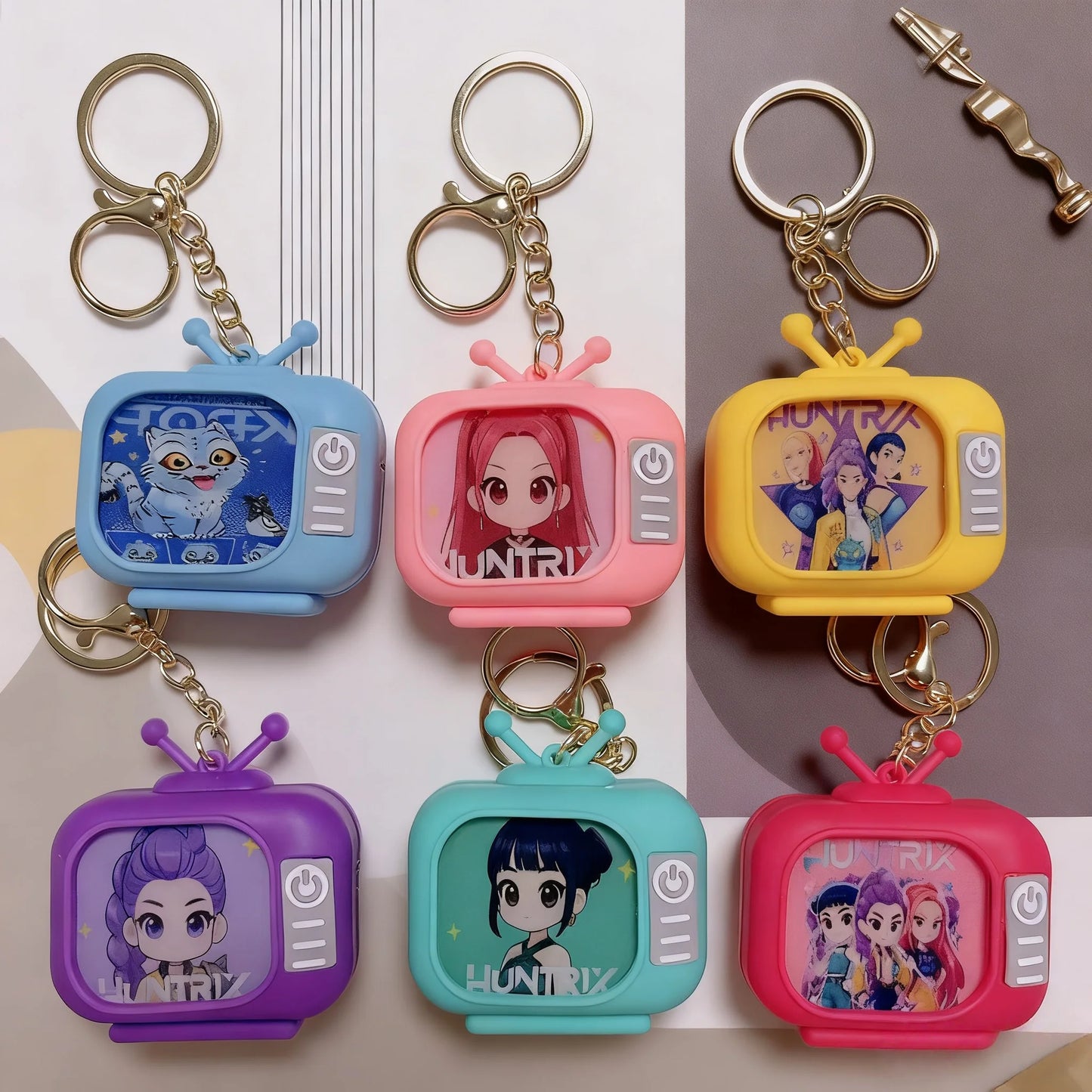 Demon Hunter Girl Group Anime Keychain — KPOP Light-Up Night Light, Doll & Bag Decoration Gift