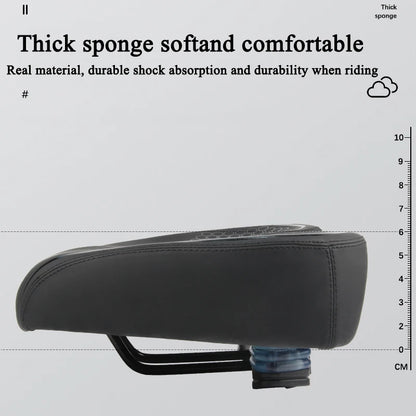 Comfortable Bicycle Saddle - Double Shock Absorption Wide Cushion for MTB, Road & Commuter Bikes