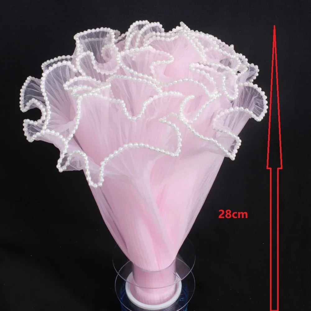 28cm x 4Yards Pearl Lace Flower Wrapping Mesh – Handmade Bouquet & Gift Wrapping Cloth