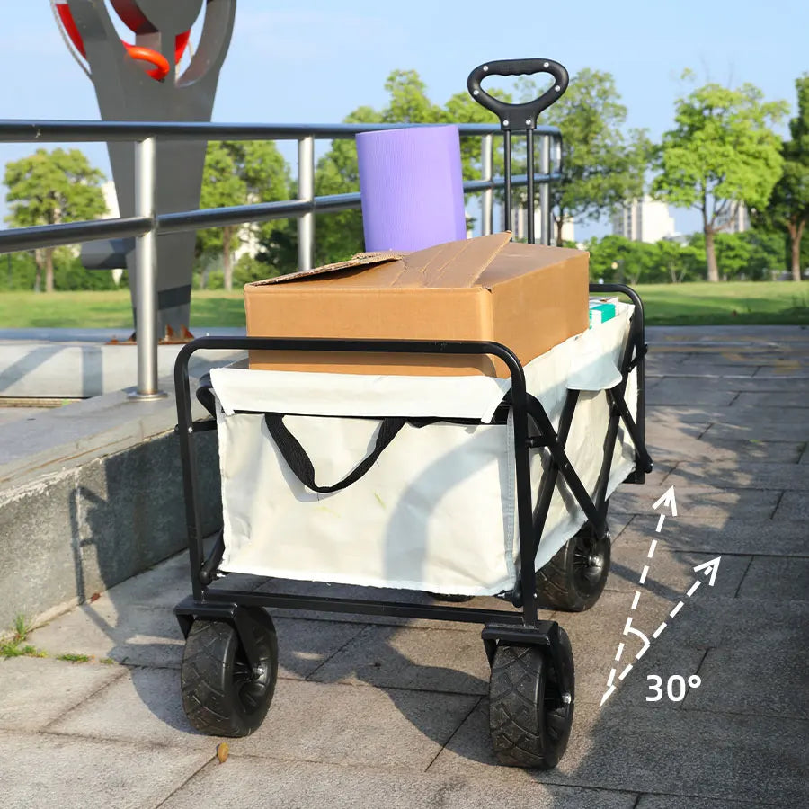 500lbs Heavy Duty Foldable Wagon — Portable Outdoor Utility Cart, Collapsible Shopping, Beach & Garden Pull Trolley