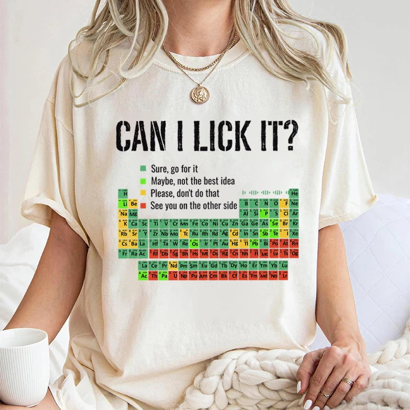 Periodic Table Graphic T-Shirt - Funny Chemistry Print Unisex Short Sleeve Casual Shirt for Men and Women