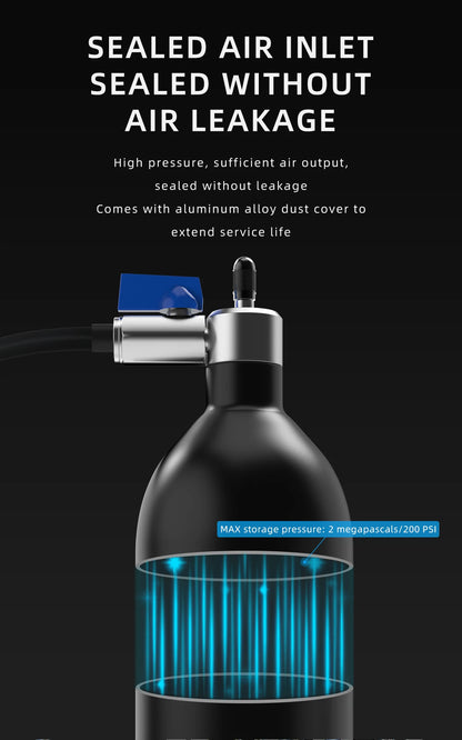 CYCLAMI 1.2L Aluminum Alloy MTB Road Tire Inflator – Valve Gas Cylinder for Tubeless 29" Bike Tires