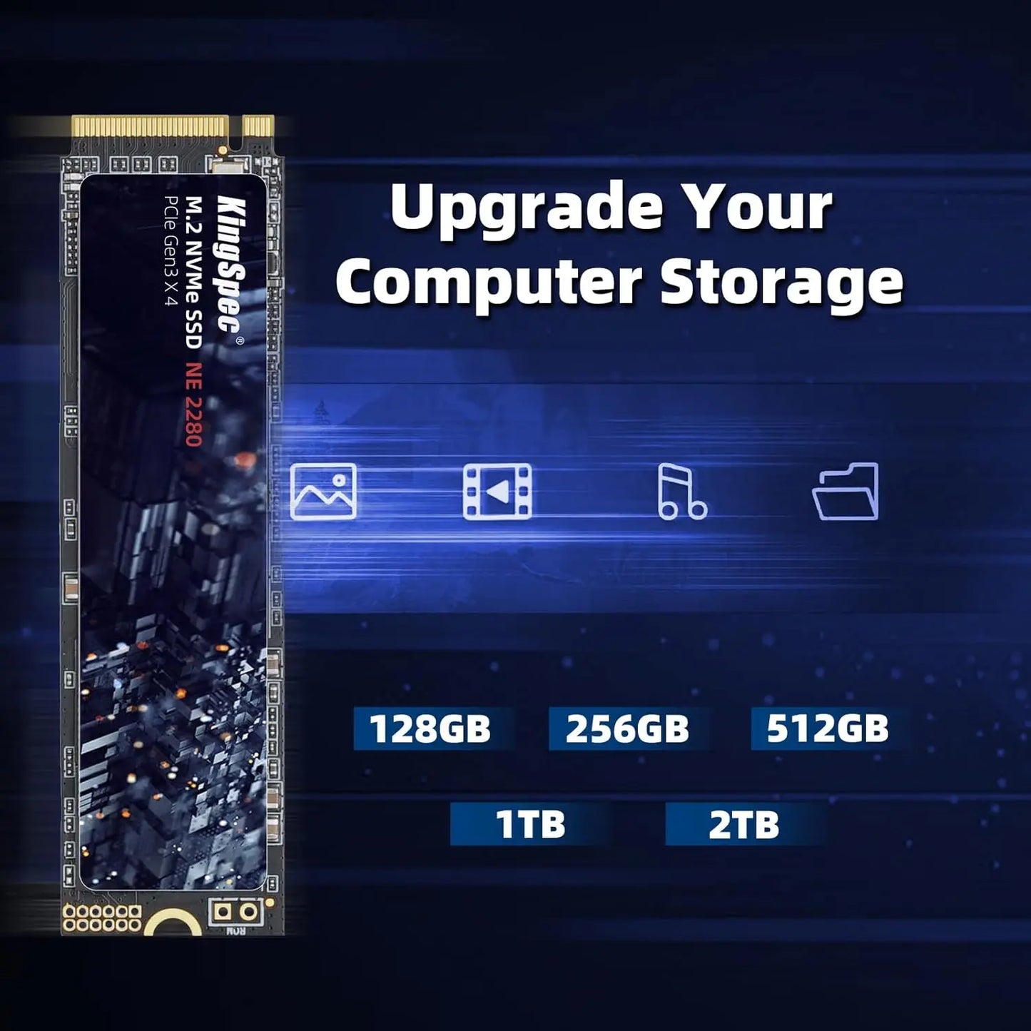 KingSpec M2 SSD NVMe – 128GB, 256GB, 512GB, 1TB PCIe 3.0 Internal Solid State Drive for Laptop & Desktop 2280