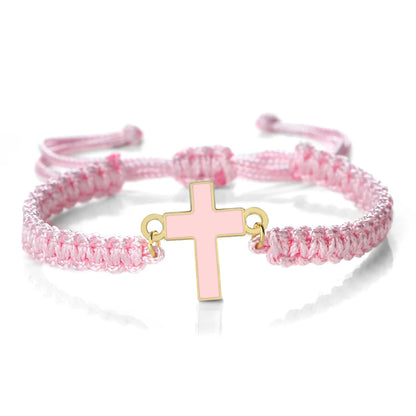 Jesus Cross Braided Bracelet - Handmade Christian Faith Friendship Bangle Jewelry Gift for Women & Men