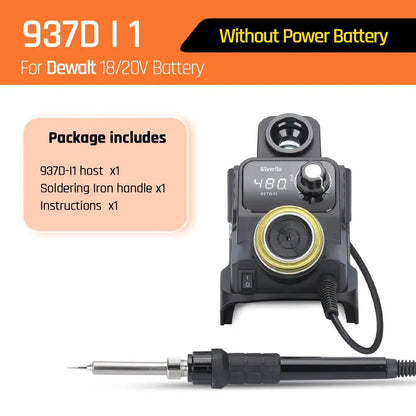 Silverflo 937DI Cordless Soldering Station – Portable 18V/20V Soldering Tool with Sleep Mode for DEWALT, Milwaukee, Makita Batteries