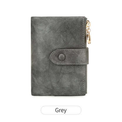 Minimalist Women’s Wallet – Short Three-Layer Large Capacity Double Zipper Card & Money Holder