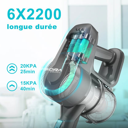 YISORA N300 Cordless Stick Vacuum Cleaner – 20Kpa Suction, Ultra Lightweight for Carpet, Hard Floors, Car & Pet Hair
