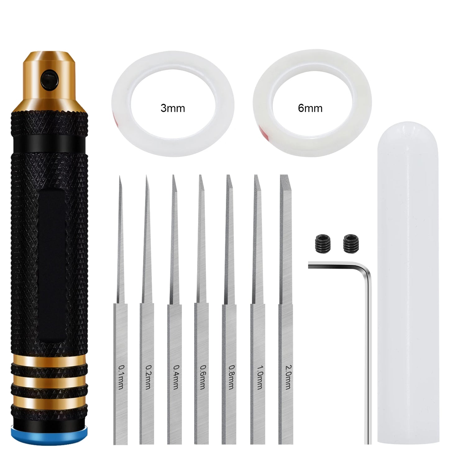 Model Chisel Cutting Tool Set with 7 Blades for Gundam Resin, RC Car & Drone Repair Engraving Scribe Hobby Craft Knife