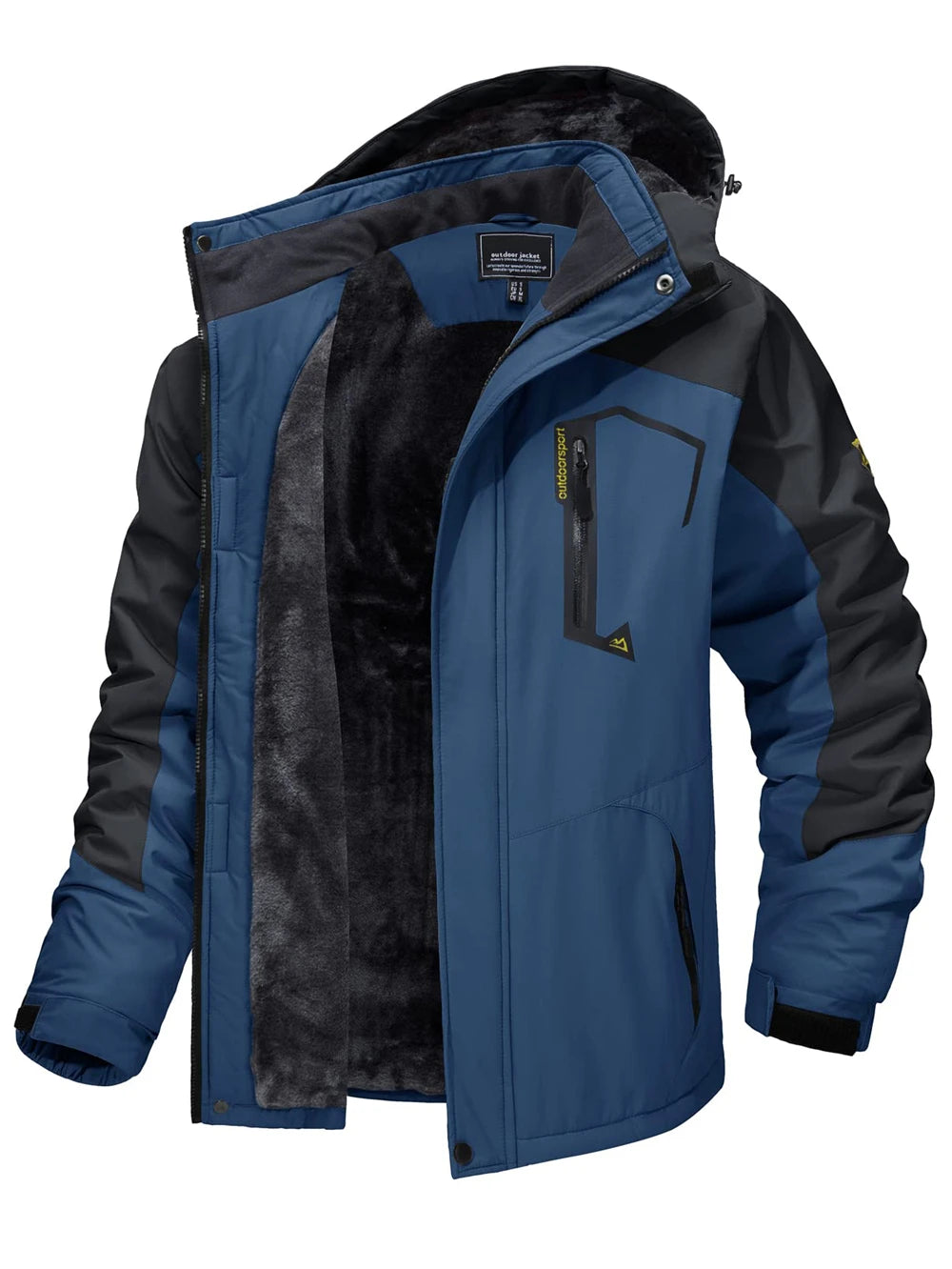 Men’s Fleece Lined Mountain Jacket - Removable Hooded Winter Ski, Snowboard and Hiking Parka Coat