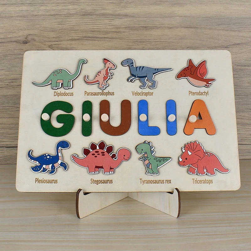 Montessori Personalized Wooden Name Puzzle — Custom Letter Board Educational Toy for Babies