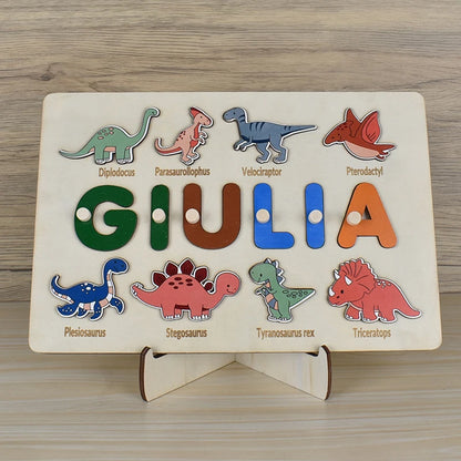 Montessori Personalized Wooden Name Puzzle — Custom Letter Board Educational Toy for Babies