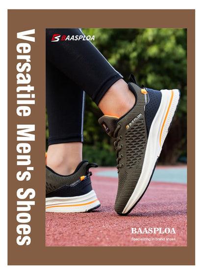 Baasploa Men’s Sport Shoes – Breathable Mesh Running & Casual Sneakers, Non-Slip Comfortable Outdoor Walking Shoes