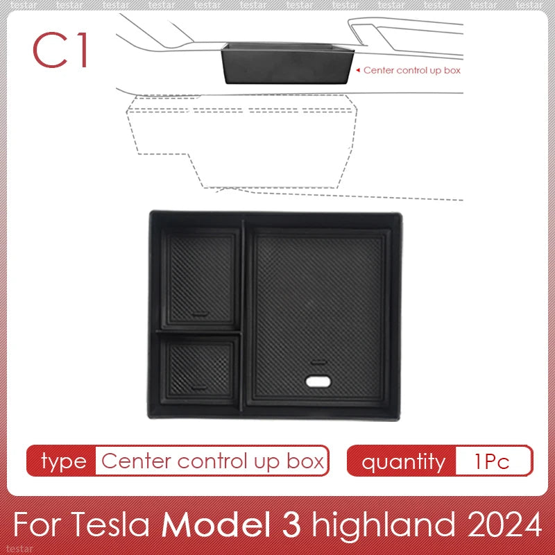 Tesla Model 3 Highland 2024 Center Console Storage Box – Armrest Organizer Accessory for Model 3 Stowing & Tidying