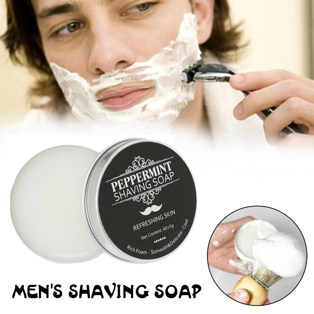 Handmade Smooth Texture Men’s Beard Shaving Soap – Dense Organic Foam Bar for Fresh, Clean Shave