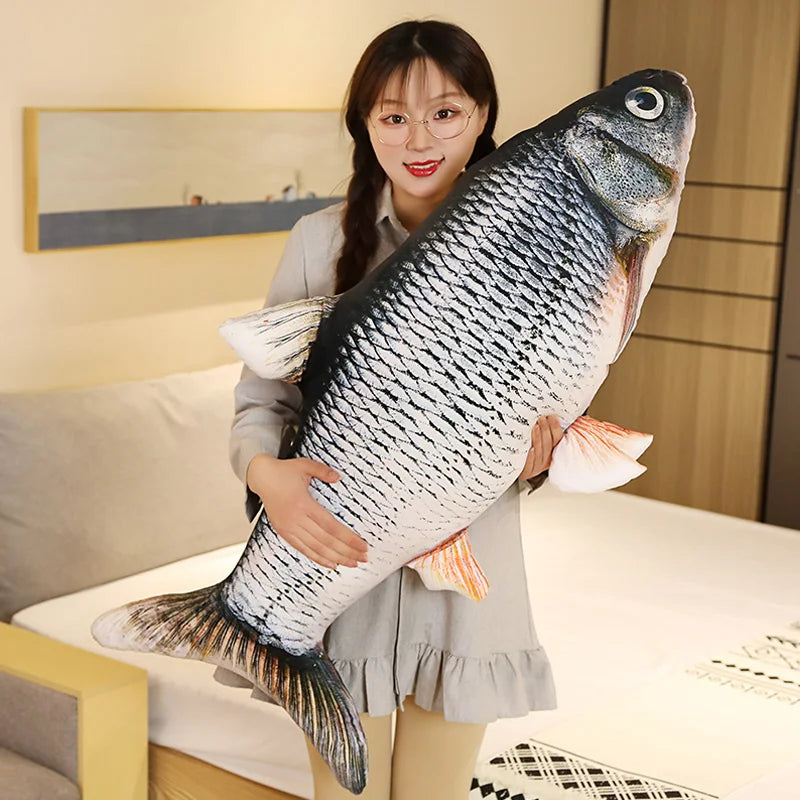 3D Goldfish Plush Pillow - Soft Realistic Carp Stuffed Animal Cushion Toy Gift