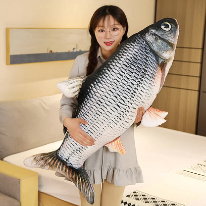 3D Goldfish Plush Pillow - Soft Realistic Carp Stuffed Animal Cushion Toy Gift