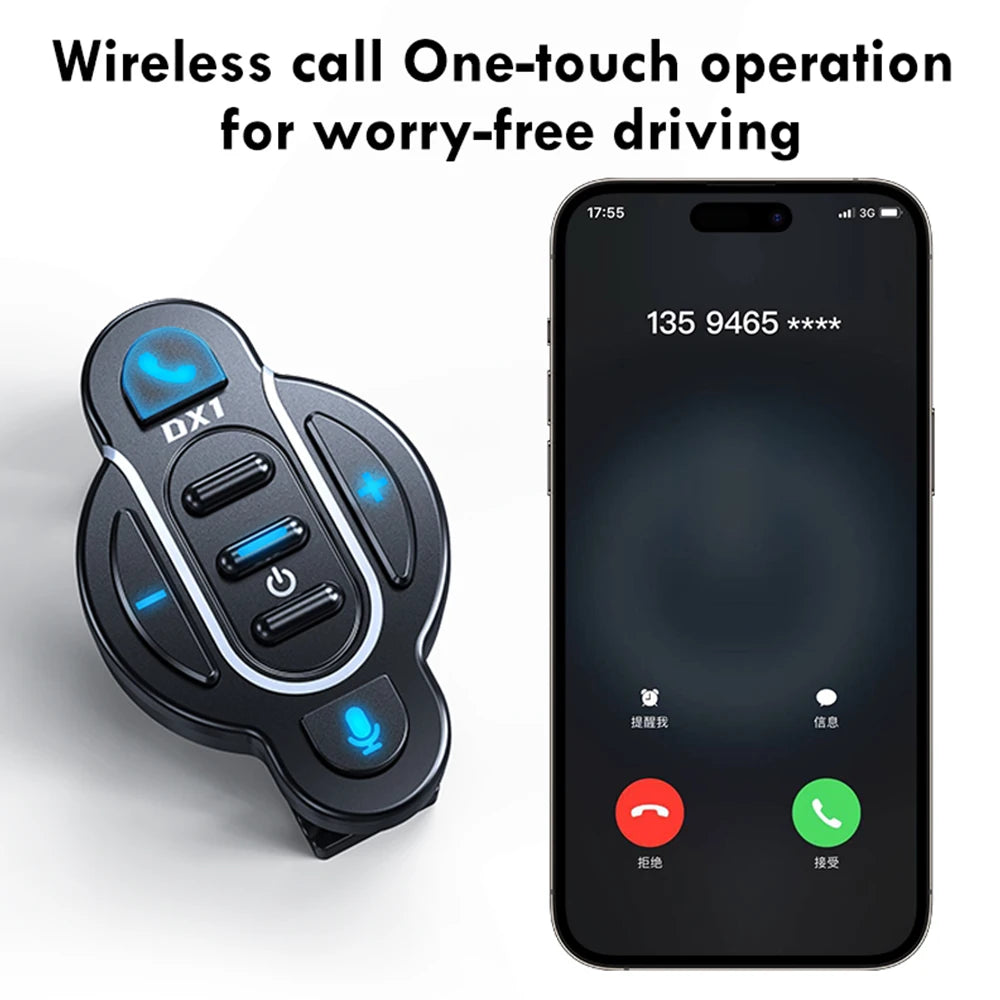 Universal Smart Bluetooth 5.4 Remote Control – Waterproof Wireless Media Controller for Helmet Earphone, Motorcycle & Bike Handlebar
