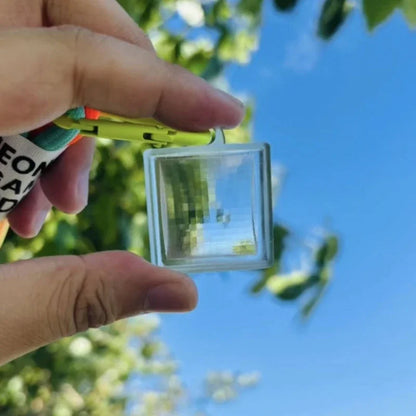 Pixel Photography Tool – Transparent Acrylic Mosaics for Keychains, Travel Memories, Blue, Black & Pink Lens