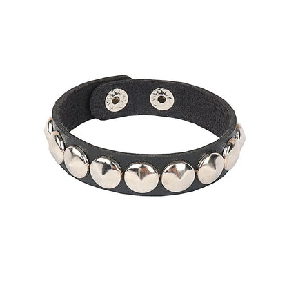 90s Punk Style Bracelet – PU Leather with 3 Rows of Spikes & Square Studs, Fashion Bangle for 2024