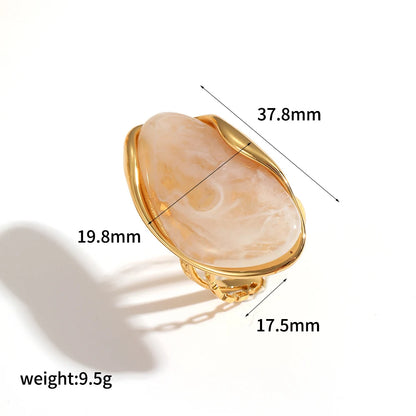 TDJewelry Stainless Steel Resin Geometric Ring – 18K Gold Plated Fashion Jewelry for Women