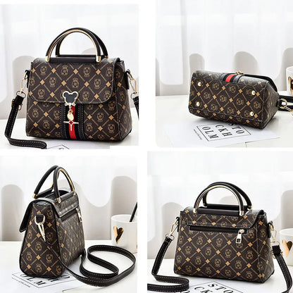 Luxury Women Shoulder Bag - Leather Printed Monogram Tote Handbag with Crossbody Style
