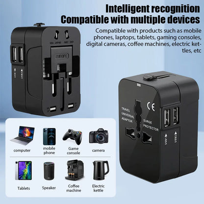 Global Travel Conversion Plug – Dual USB Port EU/UK/US/AU AC Power Charger Universal Adapter Socket Converter