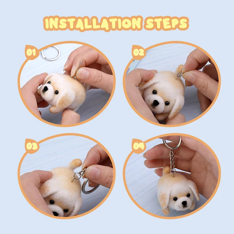Animals DIY Needle Felting Set – Handcraft Project Kit for Beginners with Foam Mat & Tools