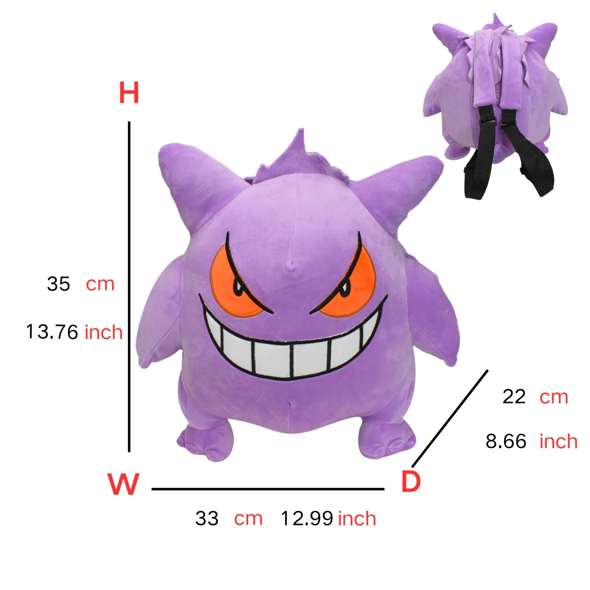 Pokémon Plush Backpack — Gengar, Mimikyu, Eevee, Snorlax, Charmander, Charizard, Mew, Rowlet Stuffed Toy Shoulder Bag for Kids & Gifts