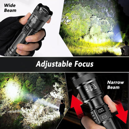 2000LM Ultra Bright P50 LED Tactical Flashlight – Telescopic Zoom Handheld Torch EDC Emergency Spotlight (14500/18650 Battery Compatible)
