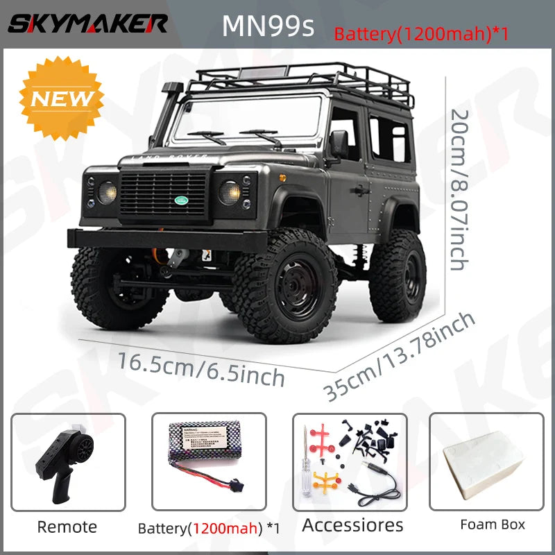 MN99s MN98 1:12 RC Rock Crawler – 2.4G 4WD Defender RTR Remote Control Car, 1/12 RC Truck Toys