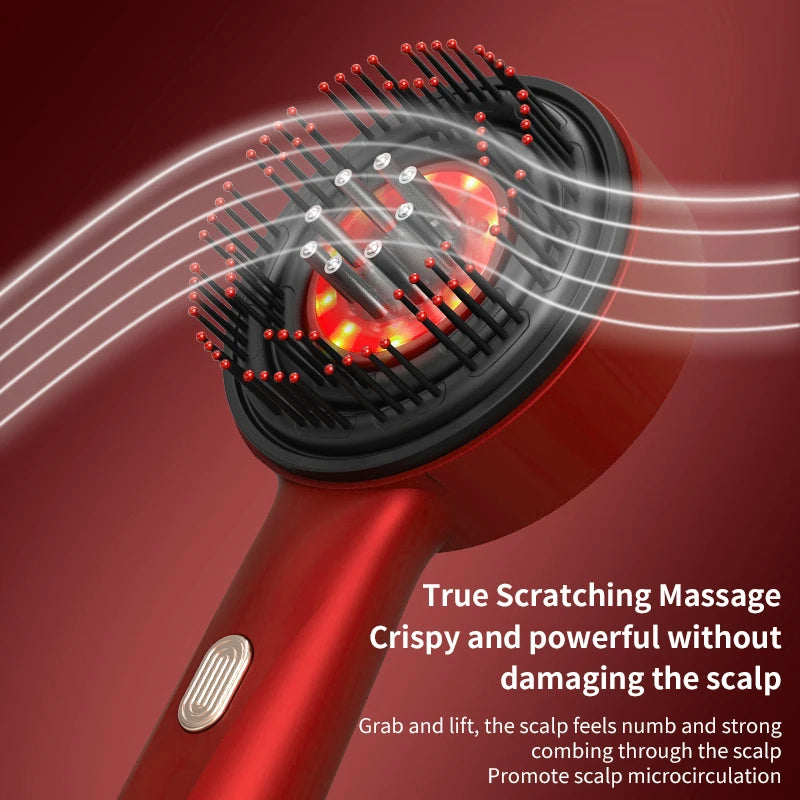 Electric Vibration Scalp Massage Comb with Red Light Therapy for Hair Growth & Anti-Hair Loss, Liquid Oil Applicator for Hair Care