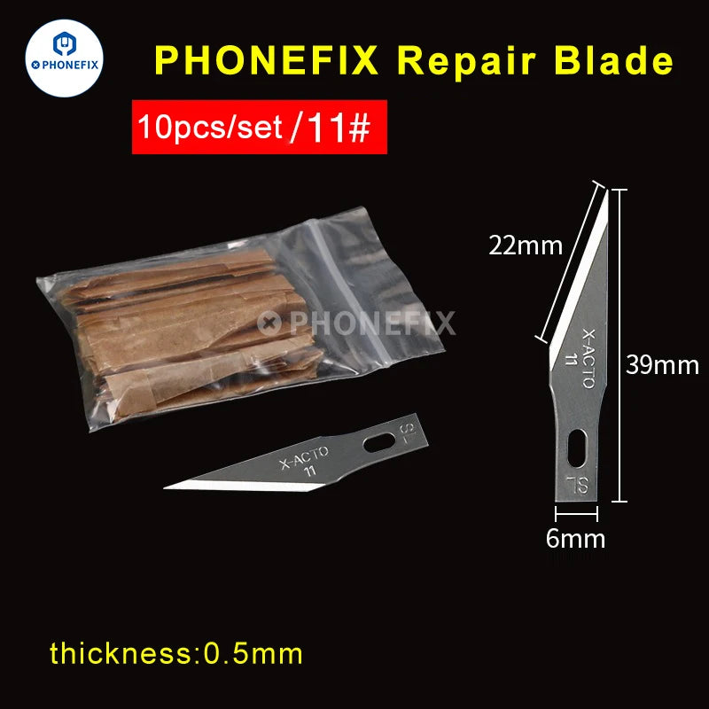 10pcs Precision Scalpel Knife Blades – #4A #11 #18 Non-Slip Metal Craft Replacement for Engraving, PCB Repair, DIY Tools
